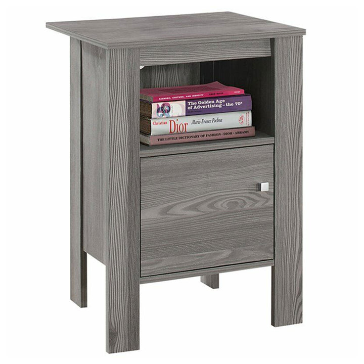 Monarch Specialties Modern Accent Table Night Stand with Drawer, Gray (Open Box)