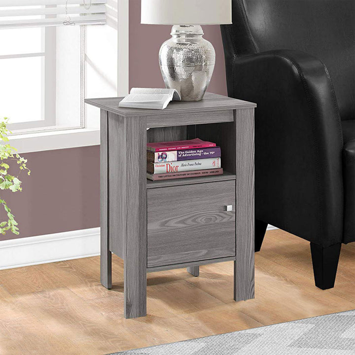 Monarch Specialties Modern Accent Table Night Stand with Drawer, Gray (Open Box)