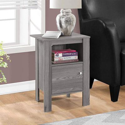 Monarch Specialties Modern Accent Table Night Stand with Drawer, Gray (Open Box)