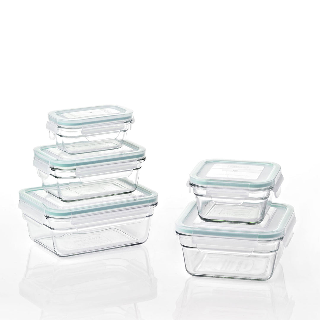 Glasslock Oven and Microwave Safe Glass Food Storage 10 Piece Set (Open Box) - VMInnovations