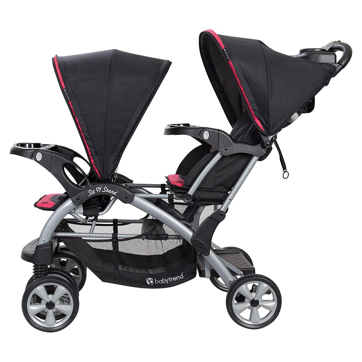 Baby Trend Sit N' Stand Toddler and Baby Double Stroller, Optic Pink (Open Box)