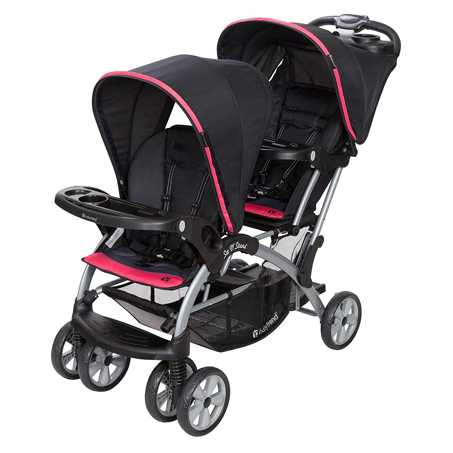 Baby Trend Sit N' Stand Toddler and Baby Double Stroller, Optic Pink (Open Box)