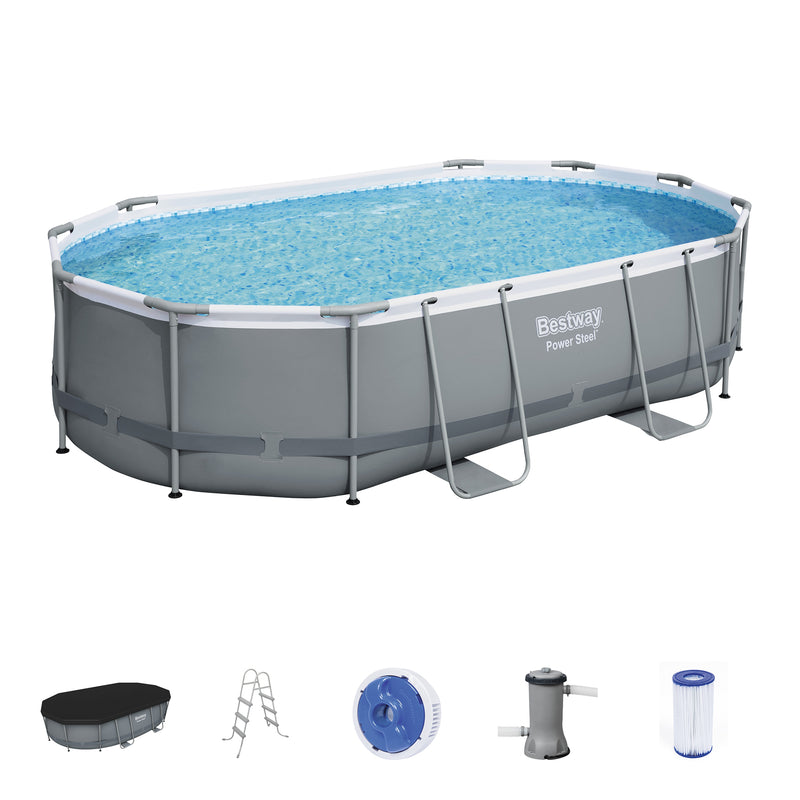 Bestway 16ft x 10ft x 42in Power Steel Above Ground Pool Set with Pump (Used)