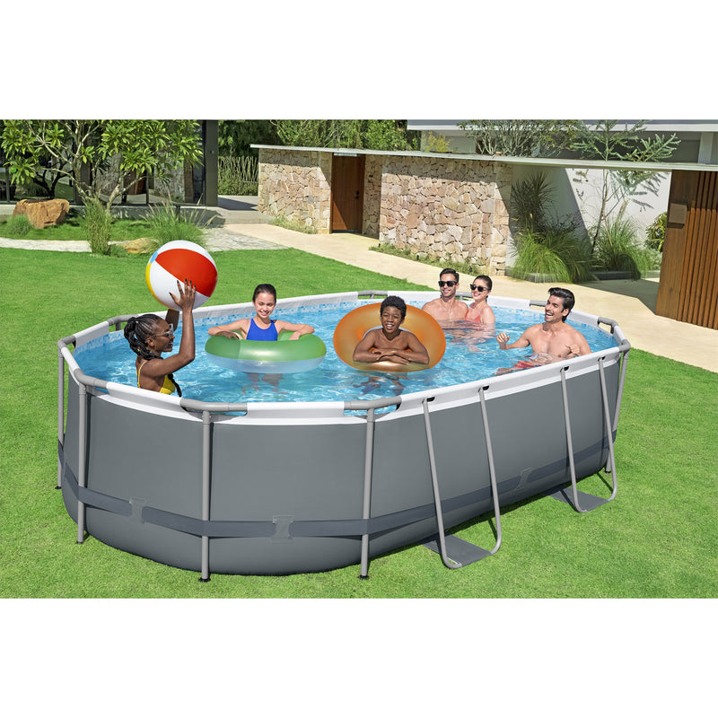 Bestway 16ft x 10ft x 42in Power Steel Above Ground Pool Set w/Pump (For Parts)