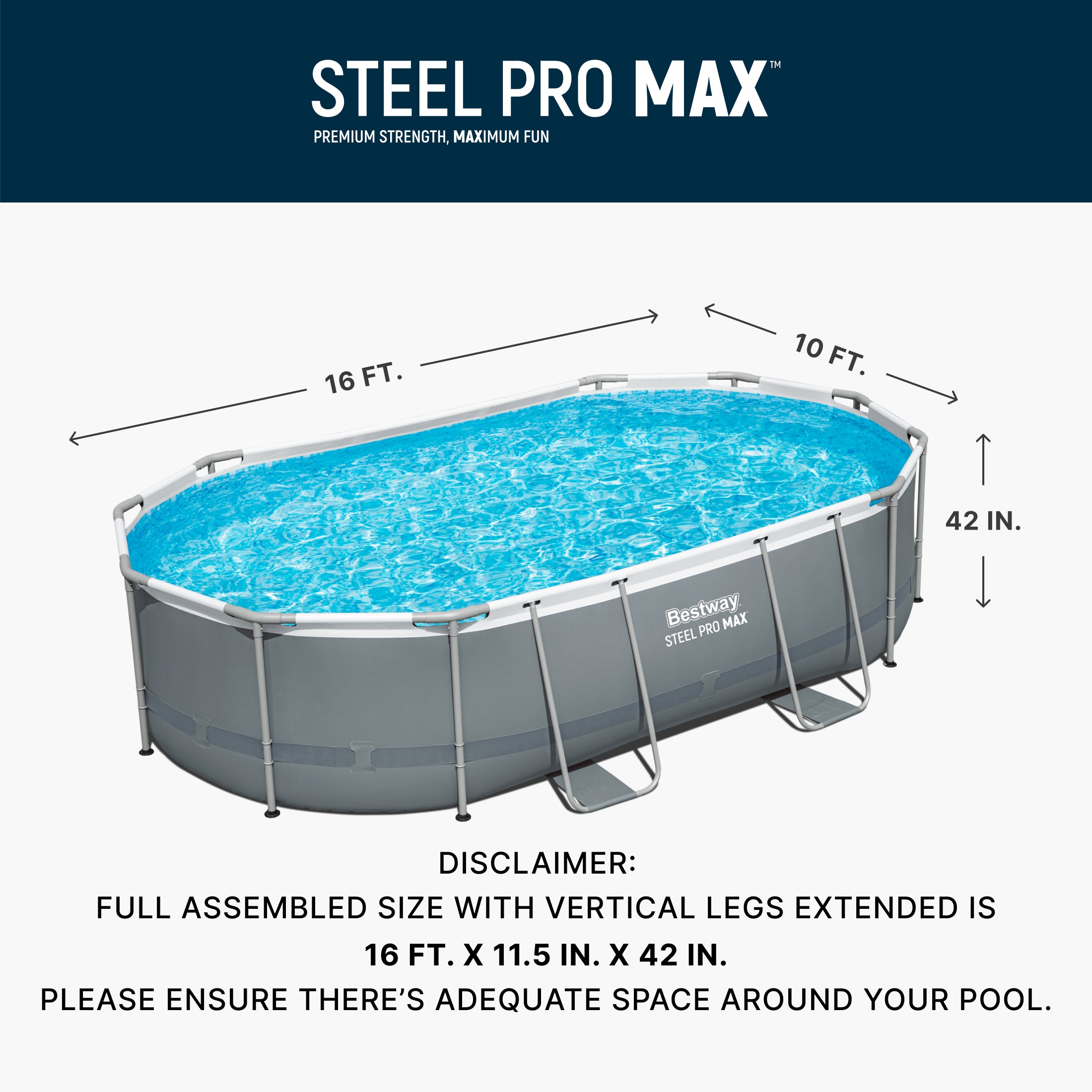 Bestway Power Steel 16 x 10-Foot Metal Above Ground Pool Set with Pump(Open Box)