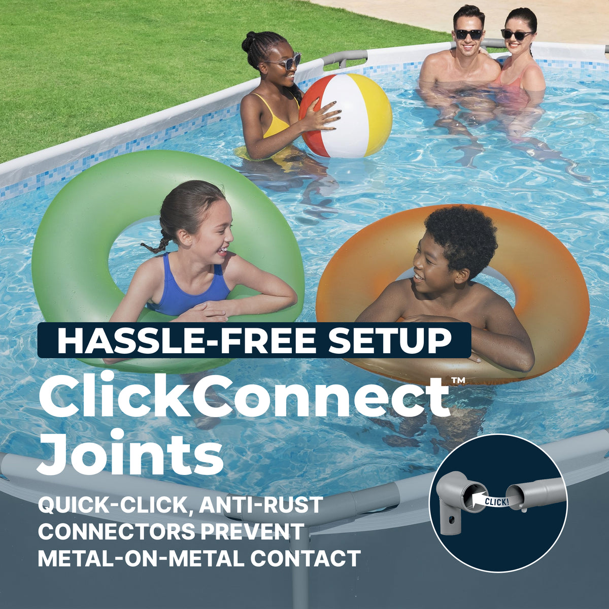 Bestway 16ft x 10ft x 42in Power Steel Above Ground Pool Set with Pump (Used)