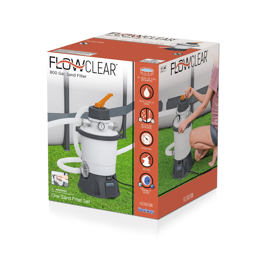 Bestway Flowclear 530 GPH Silica & Sand Pool Filter Pump, Gray (Open Box) - VMInnovations