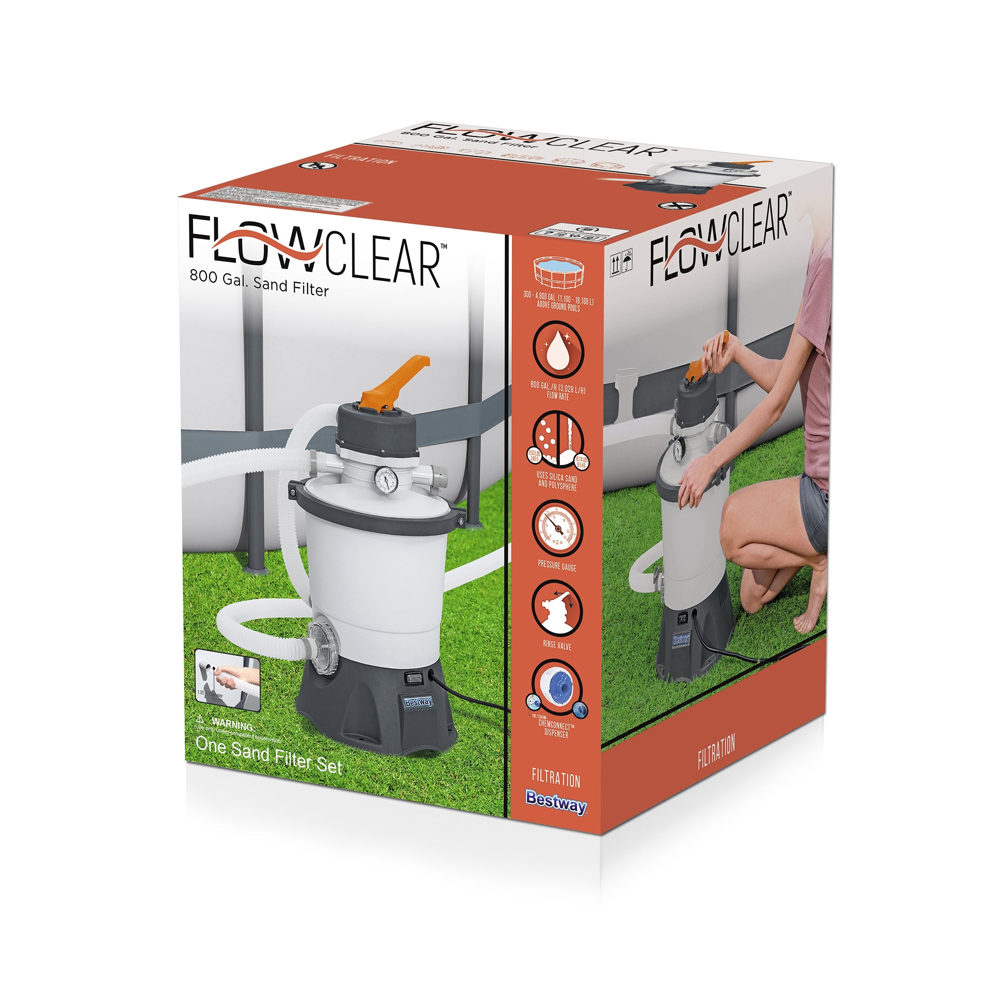Bestway 58516E Flowclear 800 Gallon Sand Filter Pool Pump for Above Ground Pools - VMInnovations