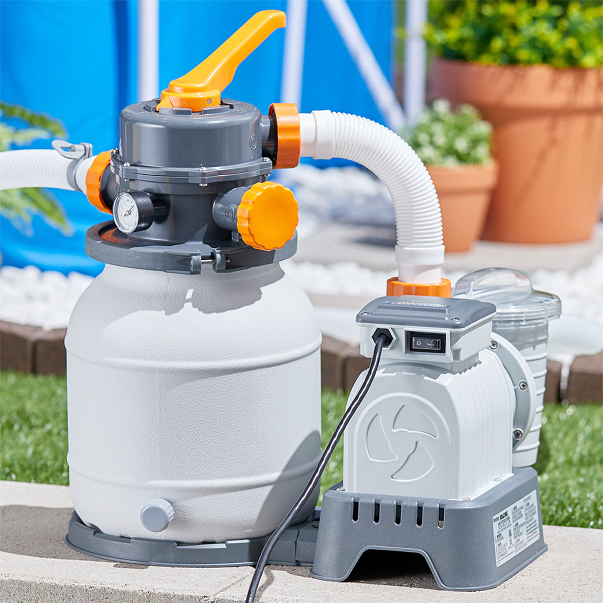 Bestway 58496E Flowclear 1000 GPH Silica & Sand Swimming Pool Filter Pump, Gray