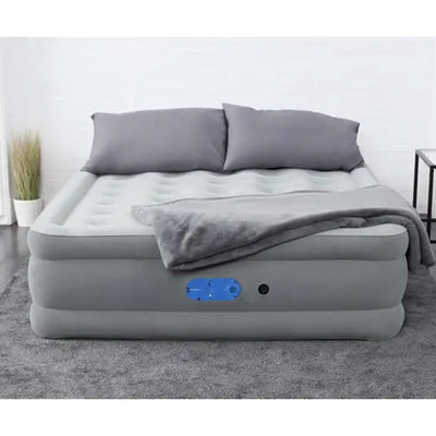 Bestway AlwayzAire Gray 18" Air Mattress Bed with Built-in Pump, Queen (Used)