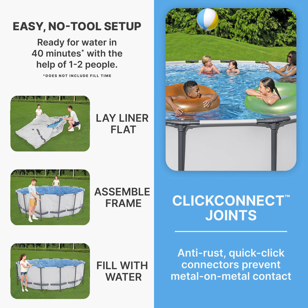 Bestway Steel Pro Max Family Size Round Steel Frame Swimming Pool (Open Box)