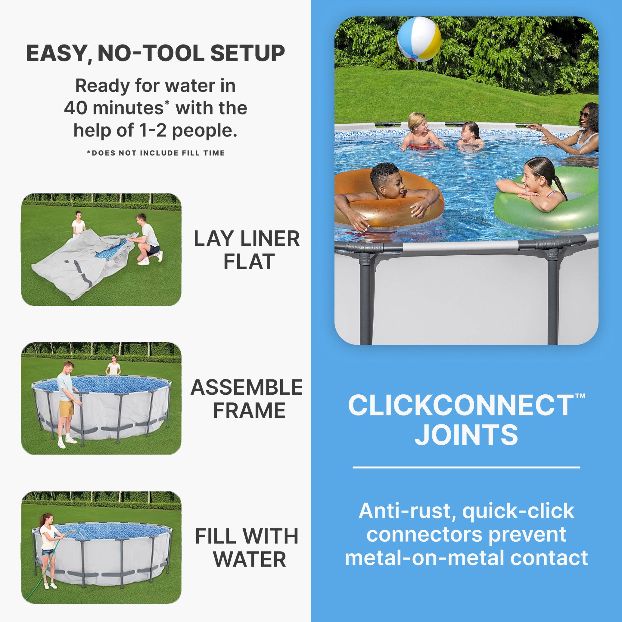 Bestway Steel Pro Max Family Size Round Steel Frame Swimming Pool (Open Box)