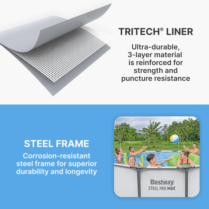 Bestway Steel Pro Max Family Size Round Steel Frame Swimming Pool (Open Box)