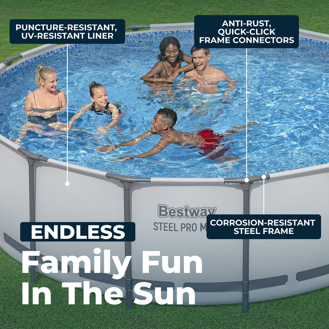 Bestway Steel Pro MAX 15 Foot by 48 Inches Round Above Ground Swimming Pool