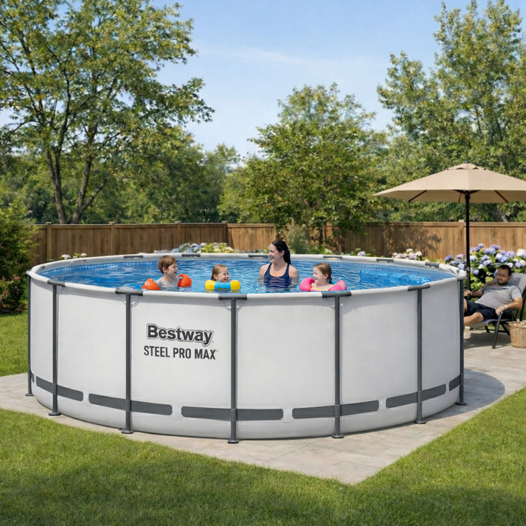 Bestway Steel Pro MAX 15 Foot by 48 Inches Round Above Ground Swimming Pool - VMInnovations
