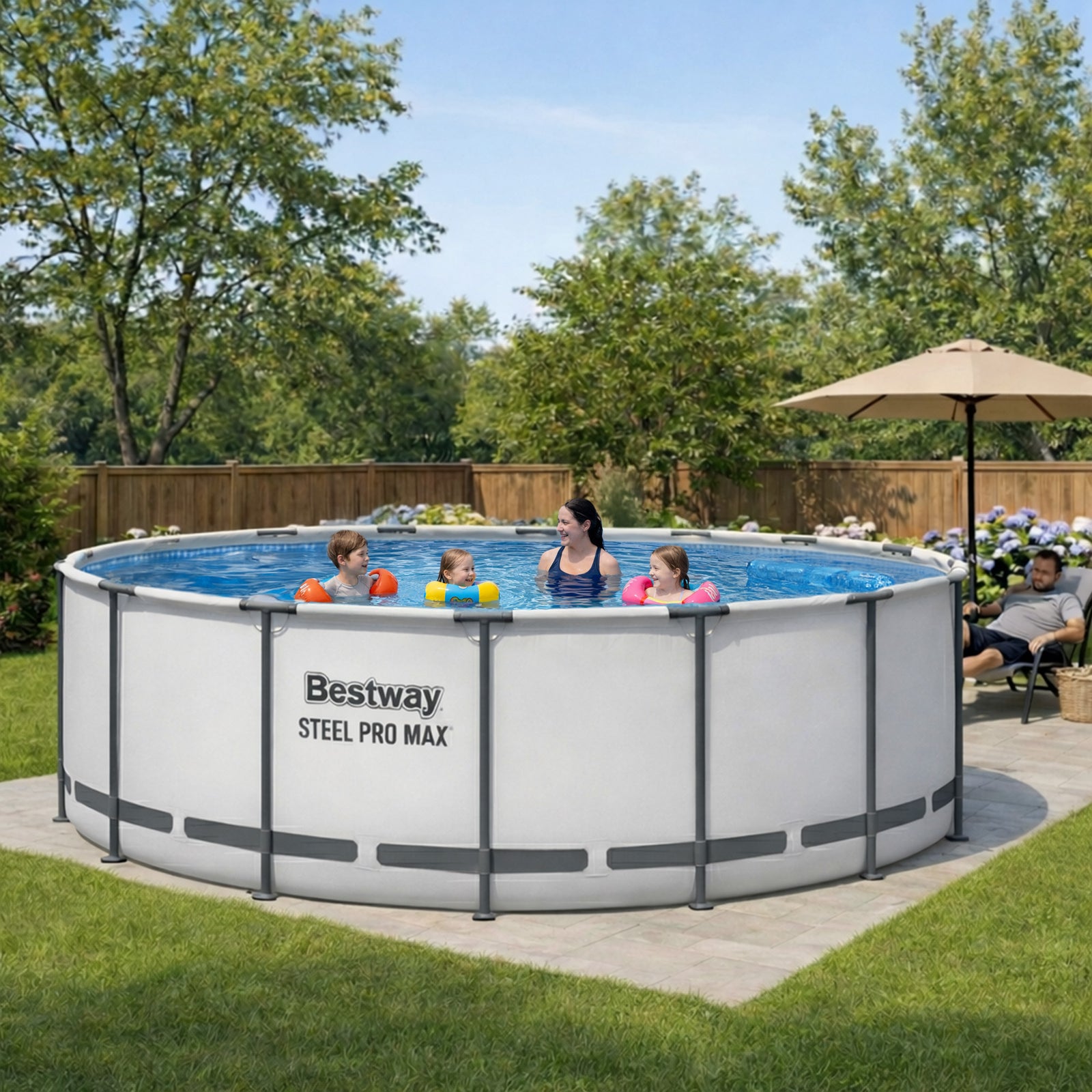Bestway Steel Pro MAX 15 Foot by 48 Inches Round Above Ground Swimming Pool - VMInnovations