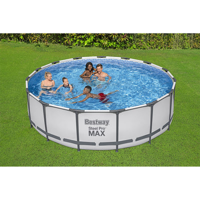 Bestway Steel Pro Max 15 Foot Round Metal Frame Pool, Filter Pump & Ladder(Used)