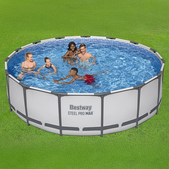 Bestway Steel Pro Max 15 Foot Round Metal Frame Pool, Filter Pump & Ladder(Used)