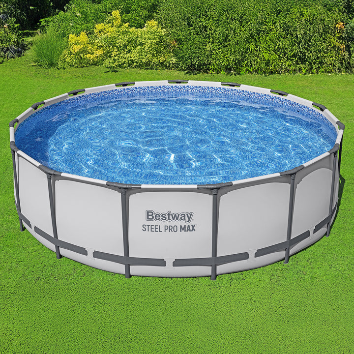 Bestway Steel Pro Max 15 Foot Round Metal Frame Pool, Filter Pump & Ladder(Used)