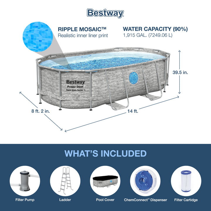 Bestway Power Steel Swim Vista 14 x 8.2 x 39.5-Foot Pool Set (Open Box)
