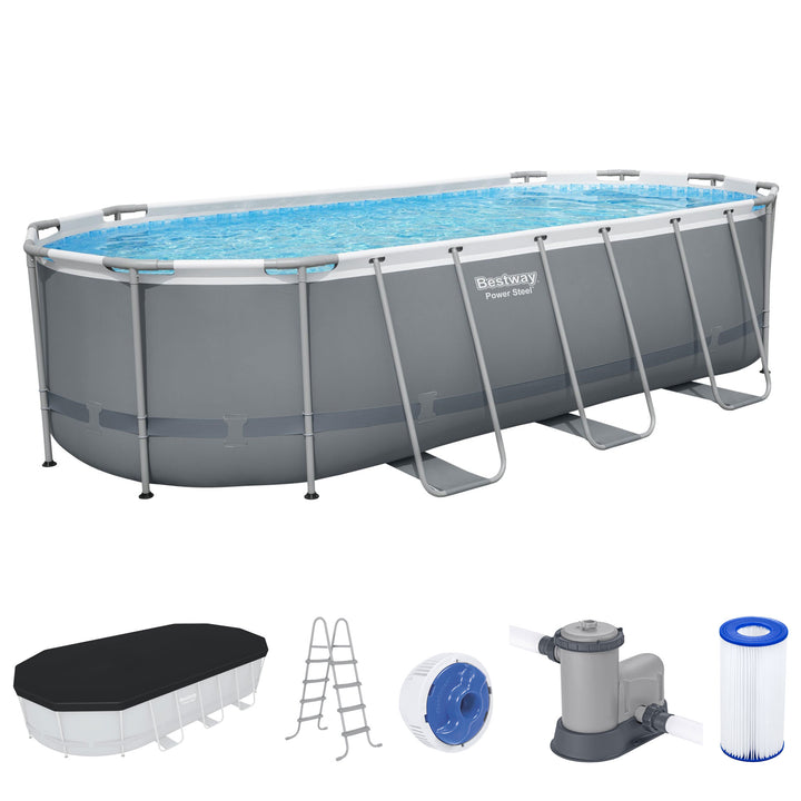 Bestway Power Steel 18ft x 9ft x 48in Swimming Pool Set with Pump (For Parts)