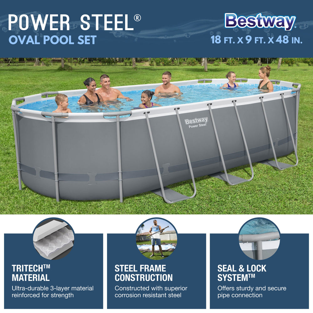 Bestway Power Steel 18 x 9 x 4 Foot Above Ground Pool Set with Pump (Used) - VMInnovations