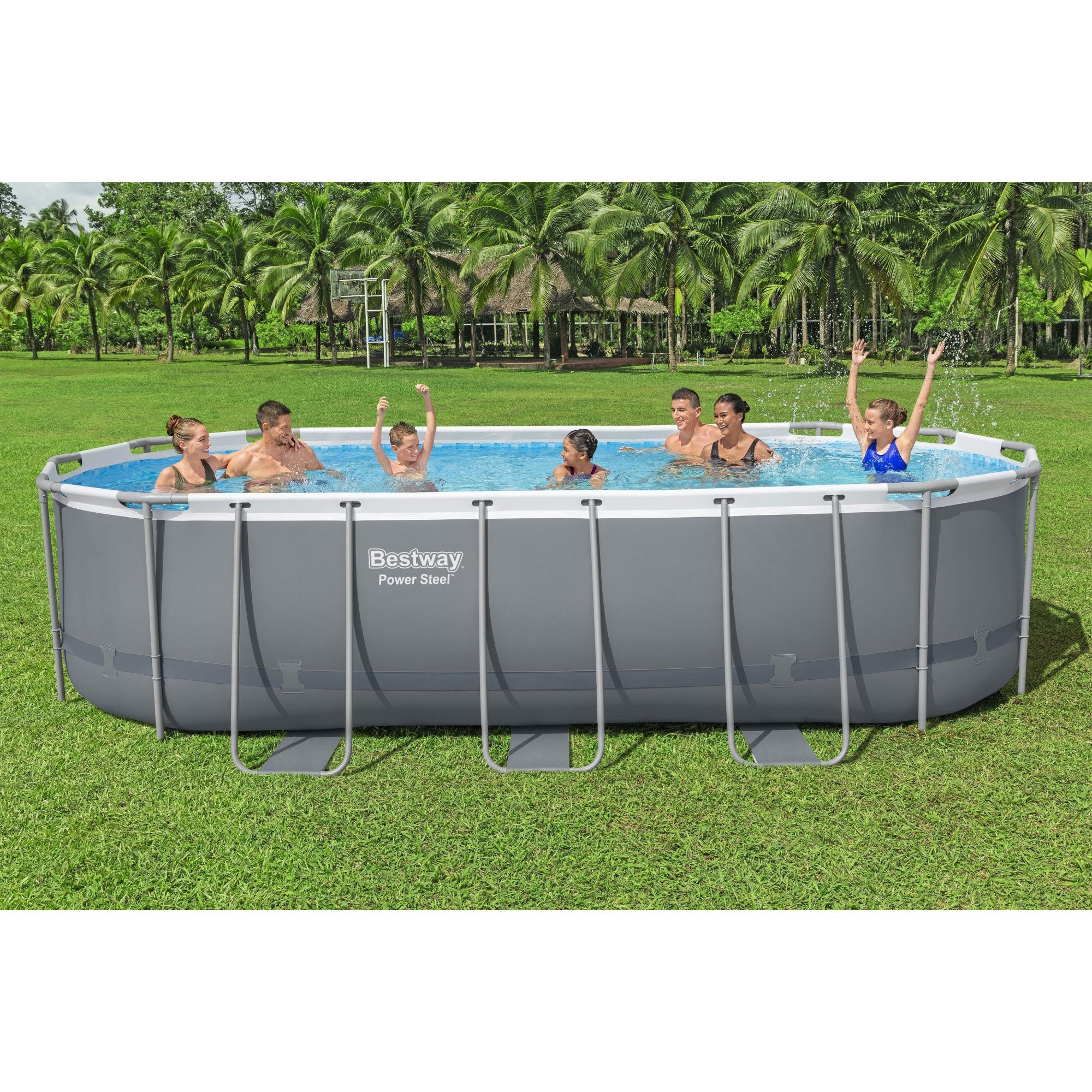 Bestway Power Steel 18ft x 9ft x 48in Above Ground Swimming Pool Set with Pump