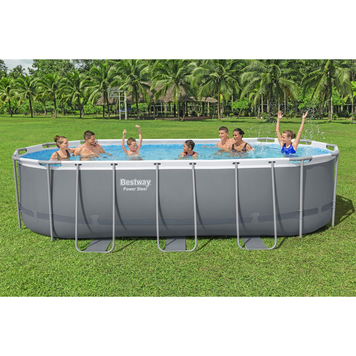 Bestway Power Steel 18ft x 9ft x 48in Swimming Pool Set with Pump (For Parts)