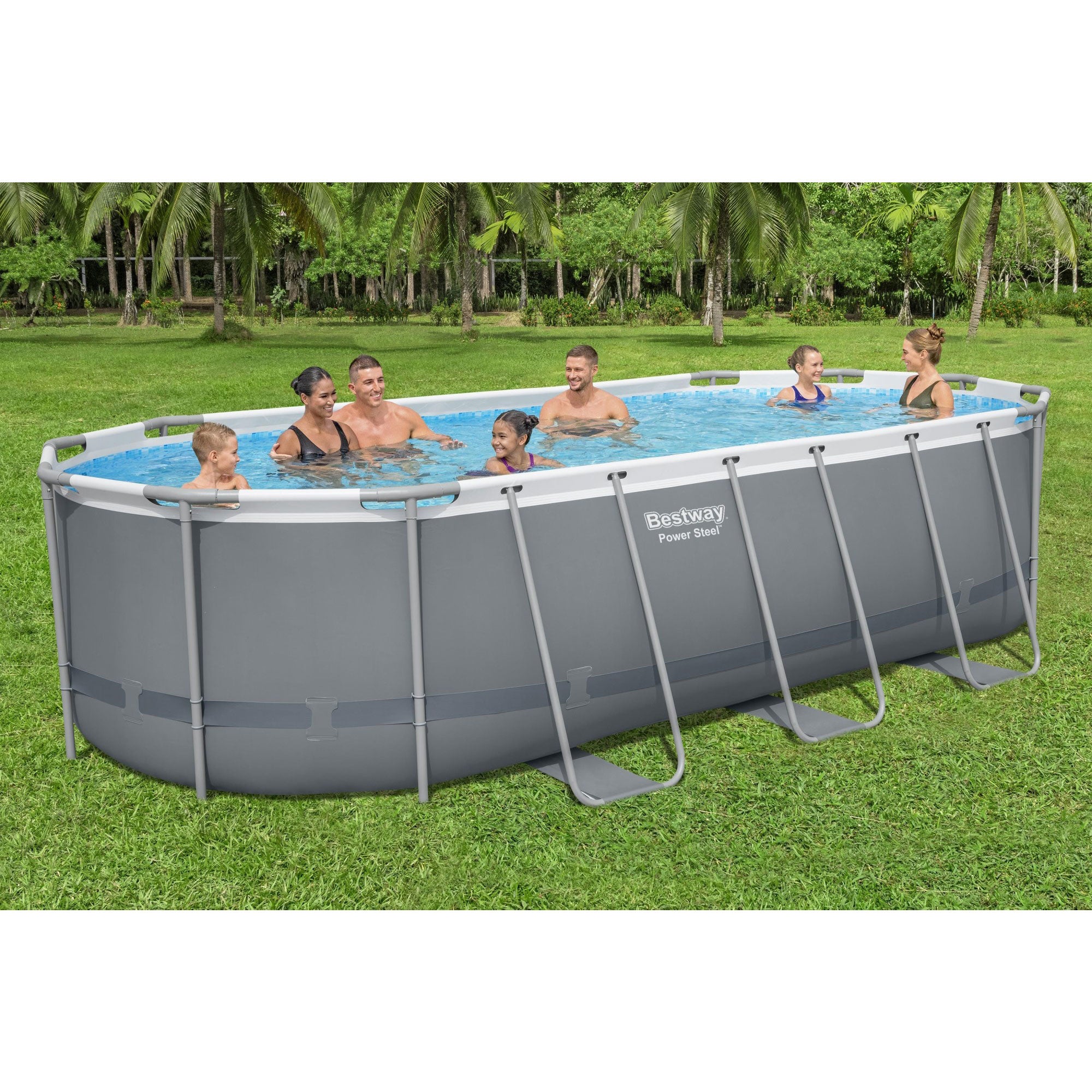 Bestway Power Steel 18ft x 9ft x 48in Above Ground Swimming Pool Set with Pump