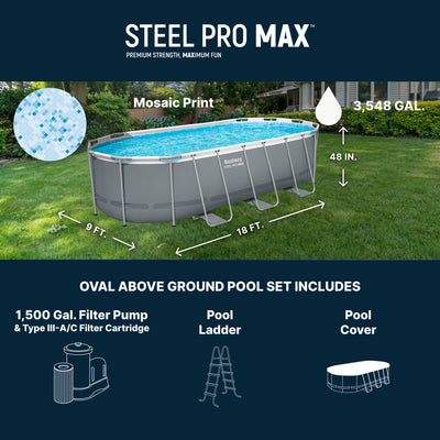 Bestway Power Steel 18ft x 9ft x 48in Swimming Pool Set with Pump (For Parts) - VMInnovations