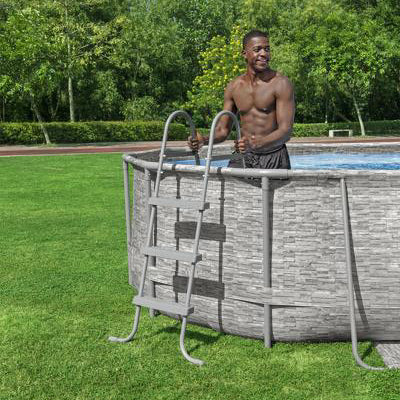 Bestway 14 Foot x 39.6 Inch Power Swim Vista Pool with Pump and AquaCrawl Vacuum