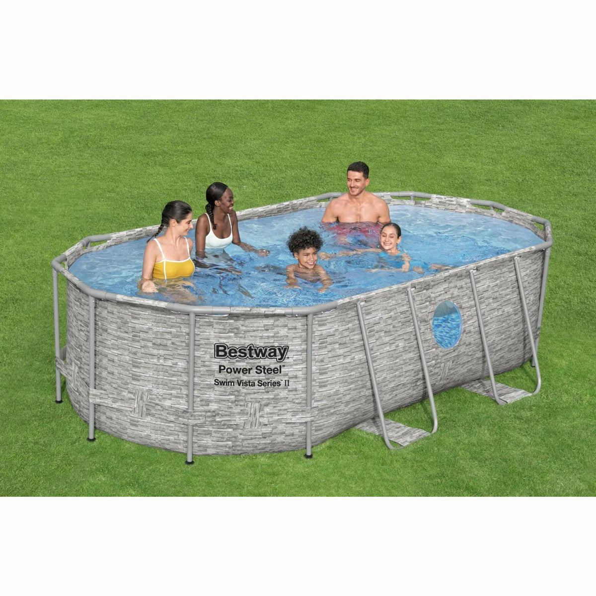 Bestway 14 Foot x 39.6 Inch Power Swim Vista Pool with Pump and AquaCrawl Vacuum