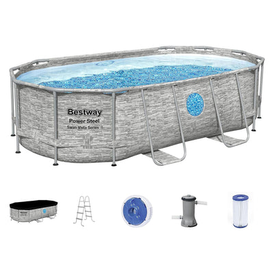 Bestway 14ft x 8ft x 40 inch Power Steel Swim Vista Pool Set Pump (For Parts)