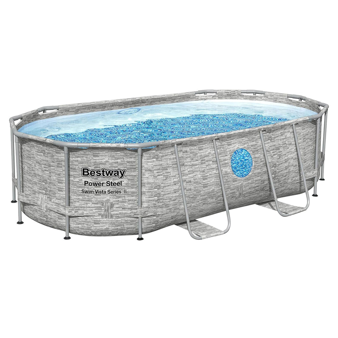 Bestway Power Steel Swim Vista 14 x 8 x 3.3 Foot Pool Set with Pump (Used)