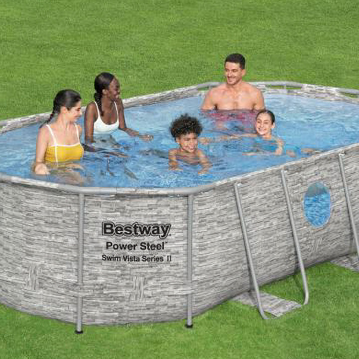 Bestway Power Steel Swim 14'x8'2"x39.5" Above Ground Swimming Pool Set(Open Box)