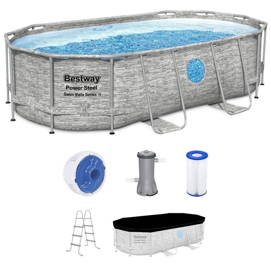 Bestway Power Steel Swim Vista 14 x 8 x 3.3 Foot Pool Set with Pump (Used) - VMInnovations