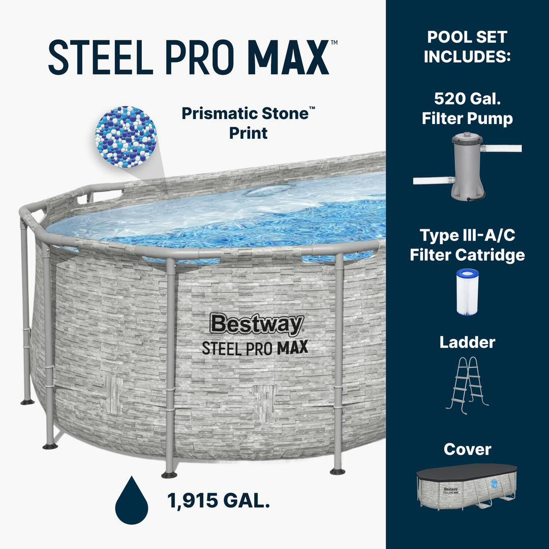 Bestway Power Steel Swim Vista 14' x 8'2" x 39.5" Above Ground Swimming Pool Set