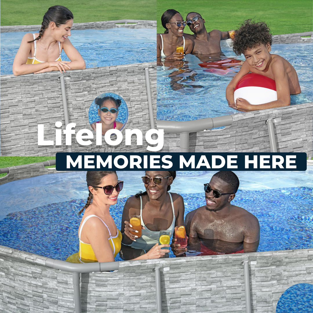 Bestway Power Steel Swim Vista 14' x 8'2" x 39.5" Above Ground Swimming Pool Set