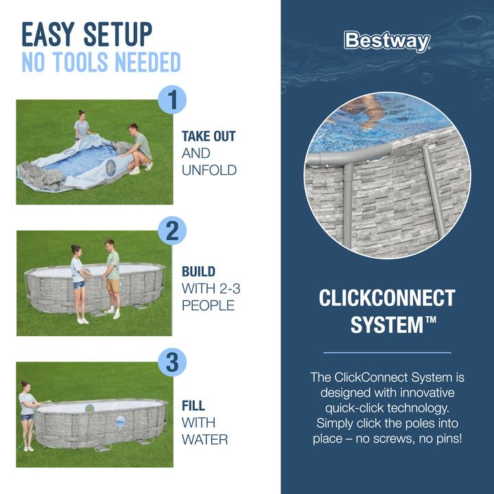 Bestway Power Steel Swim 14'x8'2"x39.5" Above Ground Swimming Pool Set(Open Box)
