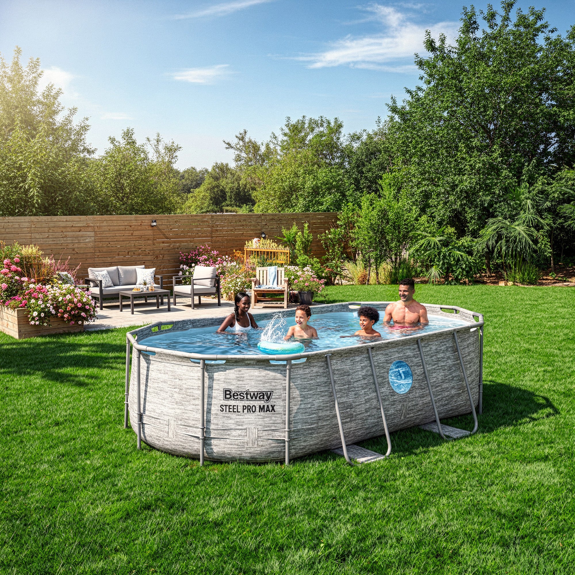 Bestway Power Steel Swim Vista 14 x 8 x 3.3 Foot Pool Set with Pump (Used) - VMInnovations