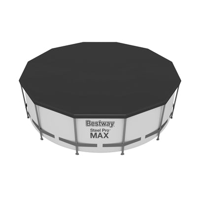 Bestway Round PVC 12 Foot Pool Cover for Above Ground Pro Frame Pools (2 Pack)