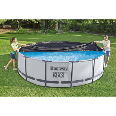 Bestway Round PVC 12 Foot Pool Cover for Above Ground Pro Frame Pools (2 Pack)