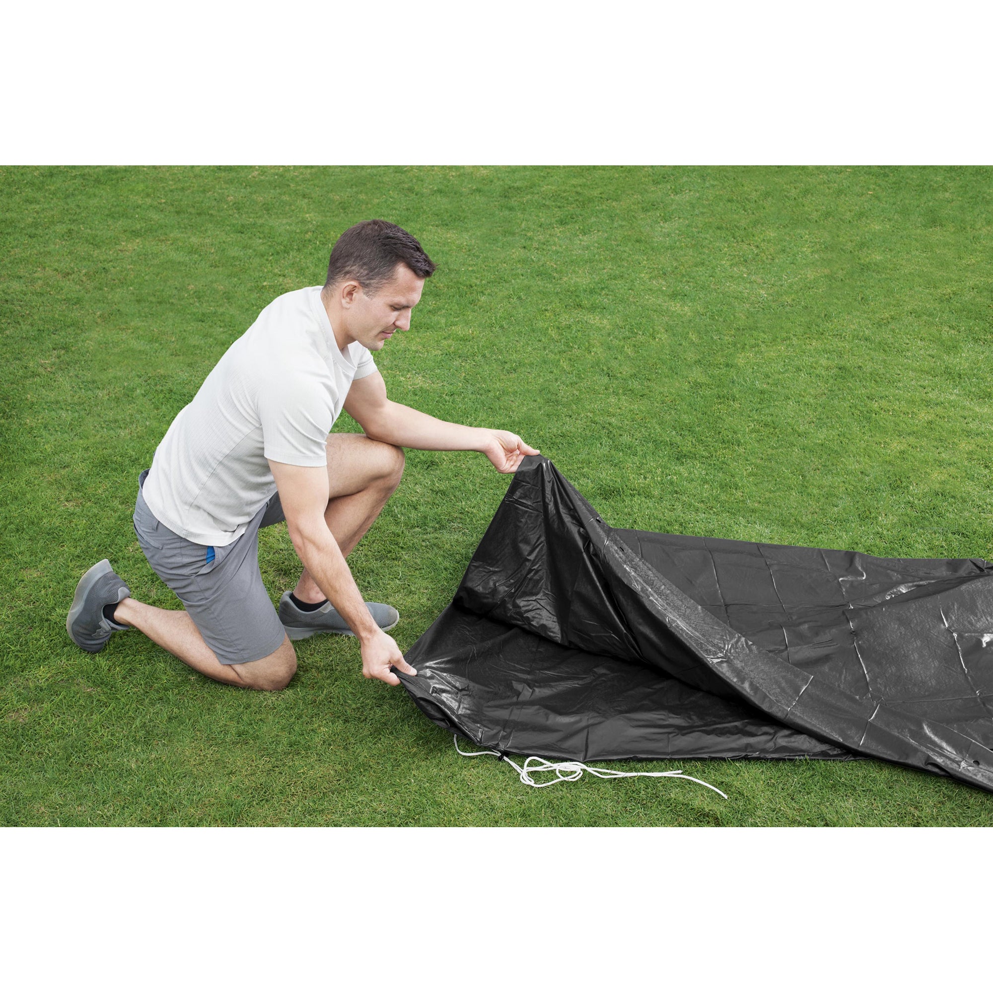 Bestway Round PVC 12 Foot Pool Cover for Above Ground Pro Frame Pools (2 Pack)