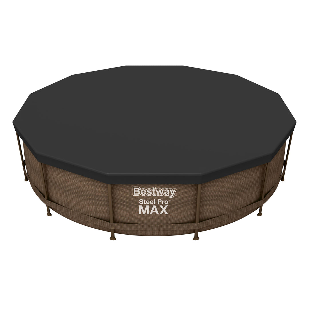 Round PVC 12 Foot Pool Cover for Above Ground Pro Frame Pools (Open Box)