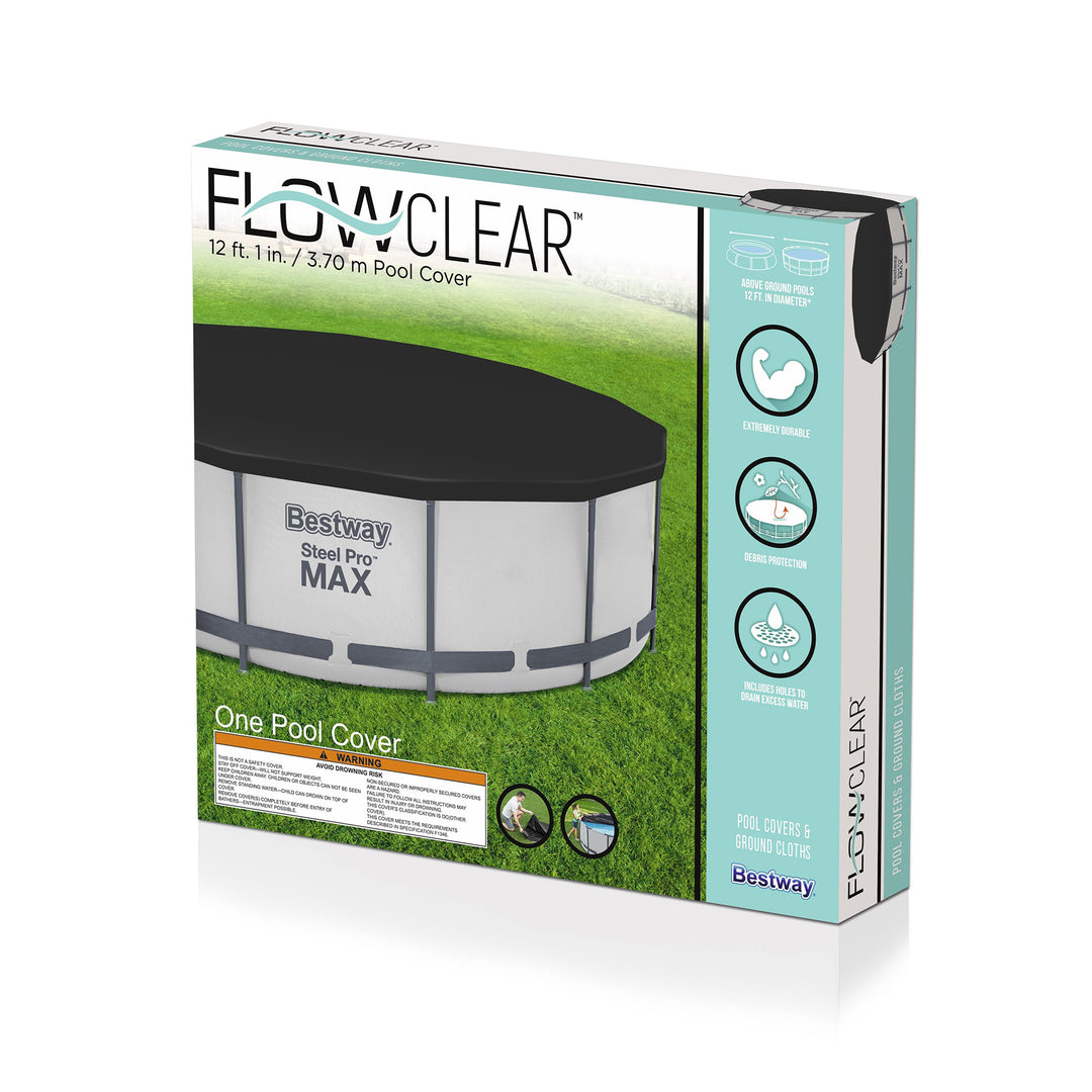 Bestway Flowclear Round 12' Pool Cover for Above Ground Frame Pools (Cover Only)