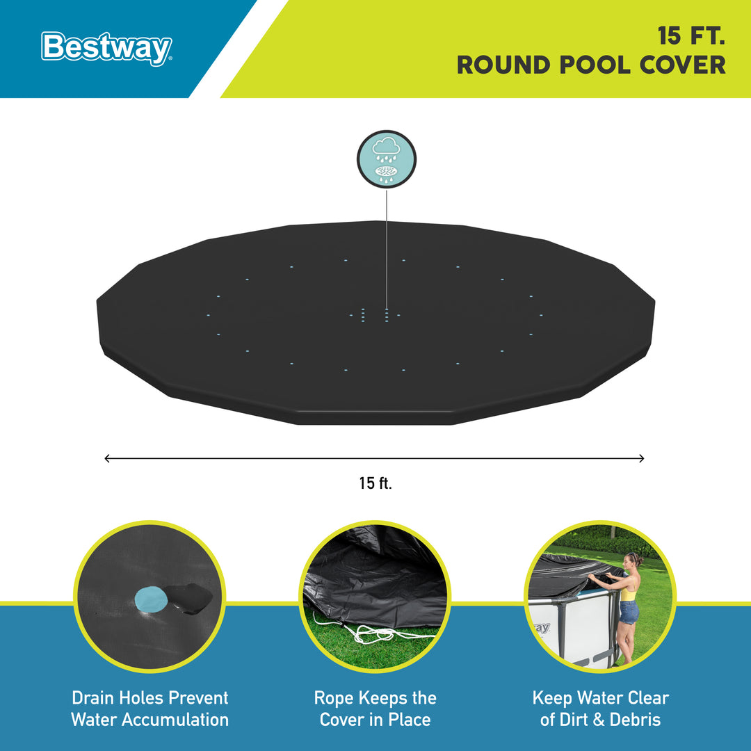 Bestway Flowclear 15ft Above Ground Round Frame Swimming Pool Cover (Open Box)
