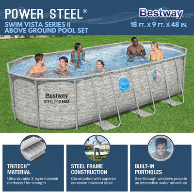 Bestway Power Steel Swim Vista 18' x 9' x 48" Above Ground Pool Set (For Parts) - VMInnovations
