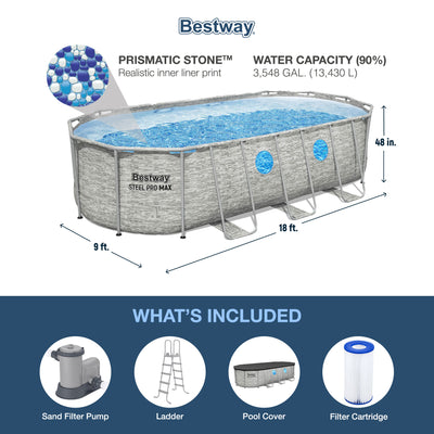 Bestway Power Steel Swim Vista 18' x 9' x 48" Above Ground Swimming Pool Set
