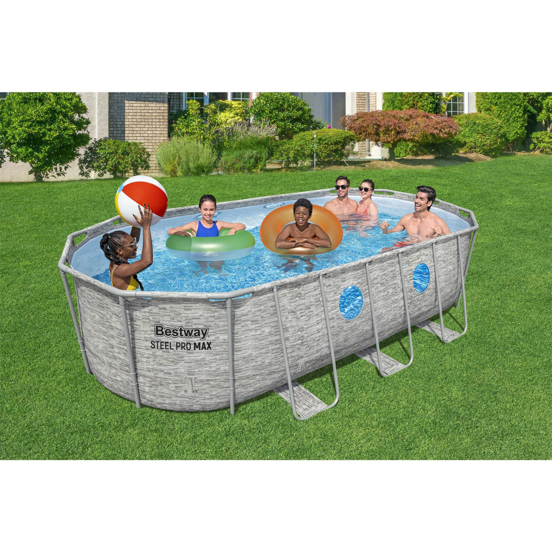 Bestway Power Steel Swim Vista 18' x 9' x 48" Above Ground Swimming Pool Set - VMInnovations