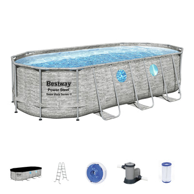 Bestway Power Steel Swim Vista 18' x 9' x 48" Above Ground Swimming Pool (Used)